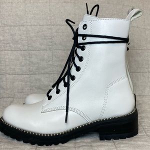 White Leather Boots, NEVER BEEN WORN, Size 8